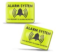 SkinoEu 2 x 3D Gel Notification Symbole Avertissement Alarme Système Protection Propriété Sécurité Autocollants Marquage pour Portail Porte KS 84