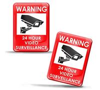 SkinoEu 2 x 3D Gel Notification Symbole Avertissement Sécurité 24 Heures Caméra Vidéo Surveillance Autocollants Marquage pour Porte KS 65
