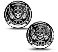 SkinoEu® 2 x 3D Gel Silicone Flexibles Autocollant Stickers Skull Crâne Tête de Mort pour Voiture Moto Fenêtre Porte Casque Scooter PC Tuning JDM KS 4