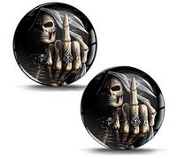 SkinoEu 2 x 3D Gel Silicone Flexibles Autocollant Stickers Skull Crâne Tête de Mort pour Voiture Moto Fenêtre Porte Casque Scooter PC Tuning JDM KS 10