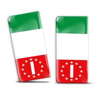 SkinoEu® 2 x 3D Silicone Autocollants Plaque D'Immatriculation Auto Voiture Identifiant UE Drapeau National de l'Italie Italie Italy Tricolore Flag EU QS 20