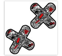 SkinoEu® 2 x Autocollant Drôles Stickers Bomb Patch de Plaie Médical Plâtre Pansements Feuille De Cicatrice Car Voiture Camion Fenêtre Porte Auto Moto Casque Vélo Tuning B 223