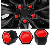 SkinoEu 20 Pièces Capuchons D'écrou de Roue Couvre d'écrou de Boulon de Roue Couvre-écrous de Hexagonaux avec Ensemble D'outils de Retrait pour Voiture 17mm Rouge NC 2