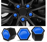 SkinoEu 20 Pièces Capuchons D'écrou de Roue Couvre d'écrou de Boulon de Roue Couvre-écrous de Hexagonaux avec Ensemble D'outils de Retrait pour Voiture 17mm Bleu NC 3