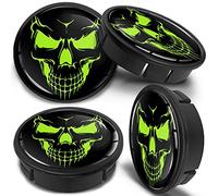 SkinoEu 4 x 60mm ABS Plastique 3D Gel Silicone Cache-Moyeu Capuchons de Centre Enjoliveurs de Roue Voiture Cache Moyeux Jante Universel Cache-Moyeux Crâne Toxique CX 59