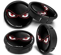 SkinoEu® 4 x 60mm ABS Plastique 3D Gel Silicone Cache-Moyeu Capuchons de Centre Enjoliveurs de Roue Voiture Cache Moyeux Jante Universel Cache-Moyeux Noir No Fear CX 7