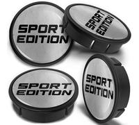 SkinoEu 4 x 60mm ABS Plastique 3D Gel Silicone Cache-Moyeu Capuchons de Centre Enjoliveurs de Roue Voiture Cache Moyeux Jante Universel Cache-Moyeux Sport Edition Argent Noir CX 24