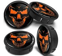 SkinoEu 4 x 60mm ABS Plastique 3D Gel Silicone Cache-Moyeu Capuchons de Centre Enjoliveurs de Roue Voiture Cache Moyeux Jante Universel Cache-Moyeux Crâne Toxique CX 58