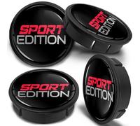 SkinoEu 4 x 60mm ABS Plastique 3D Gel Silicone Cache-Moyeu Capuchons de Centre Enjoliveurs de Roue Voiture Cache Moyeux Jante Universel Cache-Moyeux Sport Edition Noir Argent Rouge CX 26