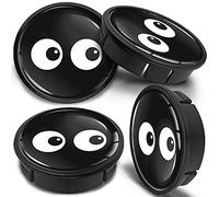 SkinoEu® 4 x 60mm ABS Plastique 3D Gel Silicone Cache-Moyeu Capuchons de Centre Enjoliveurs de Roue Voiture Cache Moyeux Jante Universel Cache-Moyeux Eyes Yeux Noir Black CX 45