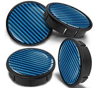 SkinoEu® 4 x 60mm ABS Plastique 3D Gel Silicone Cache-Moyeu Capuchons de Centre Enjoliveurs de Roue Voiture Cache Moyeux Jante Universel Cache-Moyeux Noir Bleu Carbone CX 14