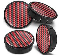 SkinoEu® 4 x 60mm ABS Plastique 3D Gel Silicone Cache-Moyeu Capuchons de Centre Enjoliveurs de Roue Voiture Cache Moyeux Jante Universel Cache-Moyeux Noir Rouge Carbone CXZ 3