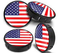SkinoEu 4 x 60mm ABS Plastique 3D Gel Silicone Cache-Moyeu Capuchons de Centre Enjoliveurs de Roue Voiture Cache Moyeux Jante Universel Drapeau États-Unis CXZ 12
