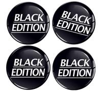 SkinoEu 4 x 60mm Autocollant 3D Silicone Cache-Moyeu Capuchons de Centre Enjoliveurs de Roue Voiture Cache Moyeux Jante Universel Cache-Moyeux Black Edition Noir A 1260