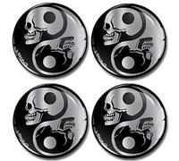 SkinoEu® 4 x 60mm Autocollant 3D Silicone Cache-Moyeu Capuchons de Centre Enjoliveurs de Roue Voiture Cache Moyeux Jante Universel Symbole Cache-Moyeux Yin Yang A 8260
