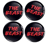 SkinoEu 4 x 60mm Autocollant 3D Silicone Cache-Moyeu Capuchons de Centre Enjoliveurs de Roue Voiture Cache Moyeux Jante Universel Cache-Moyeux Bête Beast Rouge A 1960