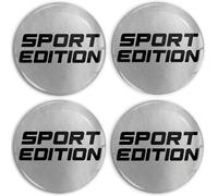 SkinoEu 4 x 65 mm Autocollants en Gel 3D pour Enjoliveurs Centre de Roue, Cache-Moyeu, Capuchons de Véhicule, Emblème de Réglage Automatique, Sport Edition Argent Noir A 6765