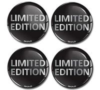 SkinoEu® 4 x 70mm Autocollant 3D Silicone Universel pour Cache-Moyeu, Enjoliveurs, Centre de Roue Caches Emblème Noir Limited Edition A 6670