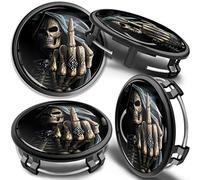 SkinoEu 4 x 75mm Enjoliveur Cache Moyeux Capuchon Compatible avec Mercedes Centre de Roue pour Alliage Jantes B66470207 / B664702003 Noir Le crâne Majeur CM 25