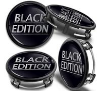 SkinoEu 4 x 75mm Enjoliveur Cache Moyeux Capuchon Compatible avec Mercedes Centre de Roue pour Alliage Jantes B66470207 / B664702003 Black Edition Logo Argenté CM 26