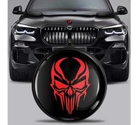 SkinoEu Badge de Capot Avant et pour Coffre Compatible avec BMW Embleme 82 mm 51767288752 Crâne Noir Rouge Tête de Mort EX 27