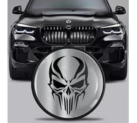SkinoEu Badge de Capot Avant et pour Coffre Compatible avec BMW Embleme 82 mm 51767288752 Crâne Noir et Argent Tête de Mort EX 12
