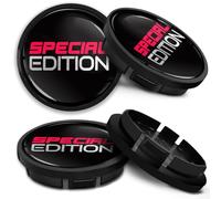 SkinoEu Compatible avec Cache-Moyeu VW 5G0601171XQI 66mm Capuchons de Centre Enjoliveurs de Roué Jante Voiture Special Edition Noir Argent Rouge CR 18