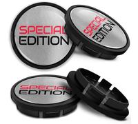 SkinoEu Compatible avec Cache-Moyeu VW 5G0601171XQI 66mm Capuchons de Centre Enjoliveurs de Roué Jante Voiture Special Edition Argent Noir Rouge CR 17