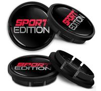 SkinoEu Compatible avec Cache-Moyeu VW 5G0601171XQI 66mm Capuchons de Centre Enjoliveurs de Roué Jante Voiture Sport Edition Noir Argent Rouge CR 26