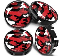 SkinoEu Compatible avec Cache-Moyeu VW 65mm Capuchons de Centre Enjoliveurs de Roué Jante Voiture Camouflage Rouge CVZ 1