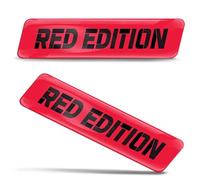 SkinoEu KS 200 Lot de 2 autocollants 3D en gel silicone pour voiture, moto, casque de vélo, insigne emblème Red Edition Noir Rouge