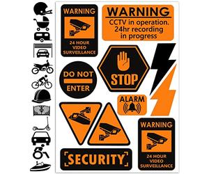 SkinoEu Lot de 11 autocollants réfléchissants - Sécurité autocollante - 24 heures - Surveillance de caméra CCTV - Système d'alarme - Panneau D 5