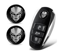 SkinoEu Lot de 2 autocollants 3D de 14 mm de diamètre pour e télécommande de voiture moto Logo Key Badge Tuning Noir Argent Robot Bot KSK 35