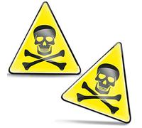 SkinoEu® Lot de 2 autocollants 3D en gel silicone pour avertissement de sécurité en forme de tête de mort en forme d'os en forme de tête de mort KS 122