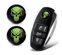 SkinoEu Lot de 2 autocollants de 14 mm de diamètre pour clé 3D pour télécommande de voiture moto Logo Key Badge Tuning Vert Noir Crâne Tête de mort KSK 6
