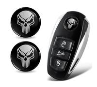 SkinoEu Lot de 2 autocollants de 14 mm de diamètre pour clé 3D pour télécommande de voiture Moto Logo Key Badge Tuning Argent Noir Tête de mort KSK 32