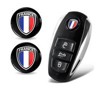 SkinoEu Lot de 2 autocollants de 14 mm de diamètre pour clé de télécommande de voiture moto Logo Key Badge Tuning France Drapeau français KSK 3