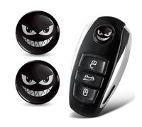 SkinoEu Lot de 2 autocollants de 14 mm de diamètre pour clé de voiture et moto Motif Monster Sourire Argenté noir KSK 12