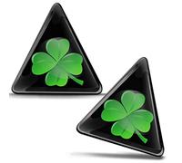 SkinoEu Lot de 2 autocollants en gel 3D en silicone - Trèfle à quatre feuilles vert - Trèfle porte-bonheur KS 183