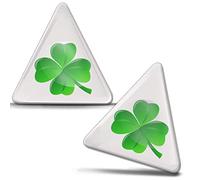SkinoEu Lot de 2 autocollants en gel 3D en silicone - Trèfle à quatre feuilles vert - Trèfle porte-bonheur KS 184