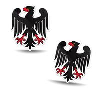 SkinoEu Lot de 2 Autocollants Vinyle, Aigle Héraldique Stylisé, Motif Médiéval Gothique, Symbole Fantaisie, Décoration Vintage Noir Blanc B 181