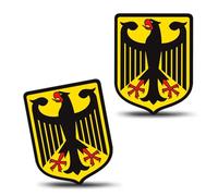 SkinoEu Lot de 2 Autocollants Vinyle, Aigle Héraldique Stylisé, Motif Médiéval Gothique, Symbole Fantaisie, Décoration Vintage Noir Jaune B 78