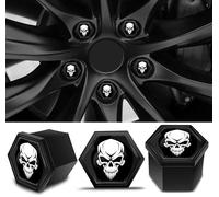 SkinoEu Lot de 20 cache-écrous de roue en plastique universels 17 mm Tête de mort Noir Blanc NC 19