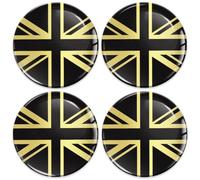 SkinoEu Lot de 4 Autocollants 3D en Gel pour enjoliveurs de Roue 45 mm Autocollant pour Voiture Noir et doré Drapeau du Royaume-Uni A 9545