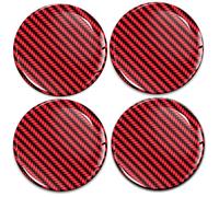 SkinoEu® Lot de 4 autocollants 3D en gel silicone - 65 mm - Pour jantes - Enjoliveurs de roues - Aspect carbone - Rouge et noir - A 10765