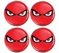 SkinoEu® Lot de 4 autocollants 3D en gel silicone pour jantes de voiture, Centre de Roue - 55 mm - Autocollants 3D - Autocollants pour enjoliveurs de roue, cache-moyeux, yeux rouges - Tuning A 7555