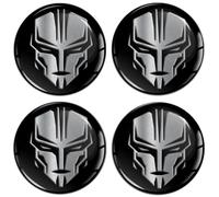 SkinoEu Lot de 4 autocollants de 50 mm pour enjoliveurs, cache-moyeux, cache-moyeux de roue - Noir argenté - Tête de mort A 4250