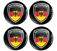 SkinoEu Lot de 4 autocollants de 60 mm pour enjoliveurs, cache-moyeux de roue - Drapeau allemand - Aigle allemand - A 8860