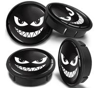 SkinoEu Lot de 4 cache-moyeux universels en aluminium de 60 mm - Noir et blanc toxique - CX 71