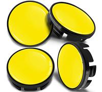 SkinoEu Lot de 4 Enjoliveur Cache Moyeux Capuchon de Centre de Roue 65 mm, Compatible avec VW Enjoliveurs 3B7 601 171 / 6U7 601 171 Noir Jaune CV 70